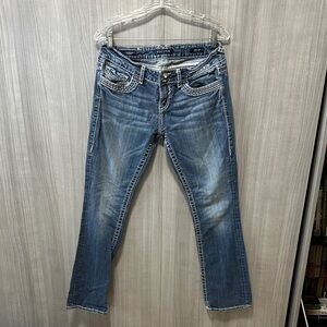 Vigoss Women's Distressed Blue Boot Cut Jeans